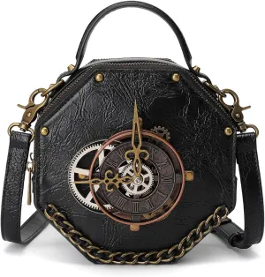 Steampunk PU Leather Messenger Bag Gothic Handbag Retro Handheld Crossbody Shoulder Bags Satchel