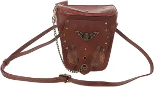Steampunk Waist Bag for Women Retro PU Crossbody Fanny Pack with Adjustable Strap Unique Fashion Accessory for Outdoor Activities and Travel Vintage Design Pouch