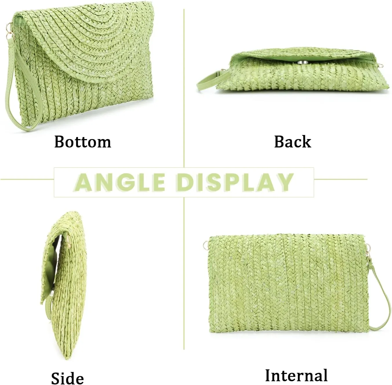 Straw Clutch Purse Bags for Women Summer Beach Purse Woven Straw Shoulder Bags Beach Clutch Bags
