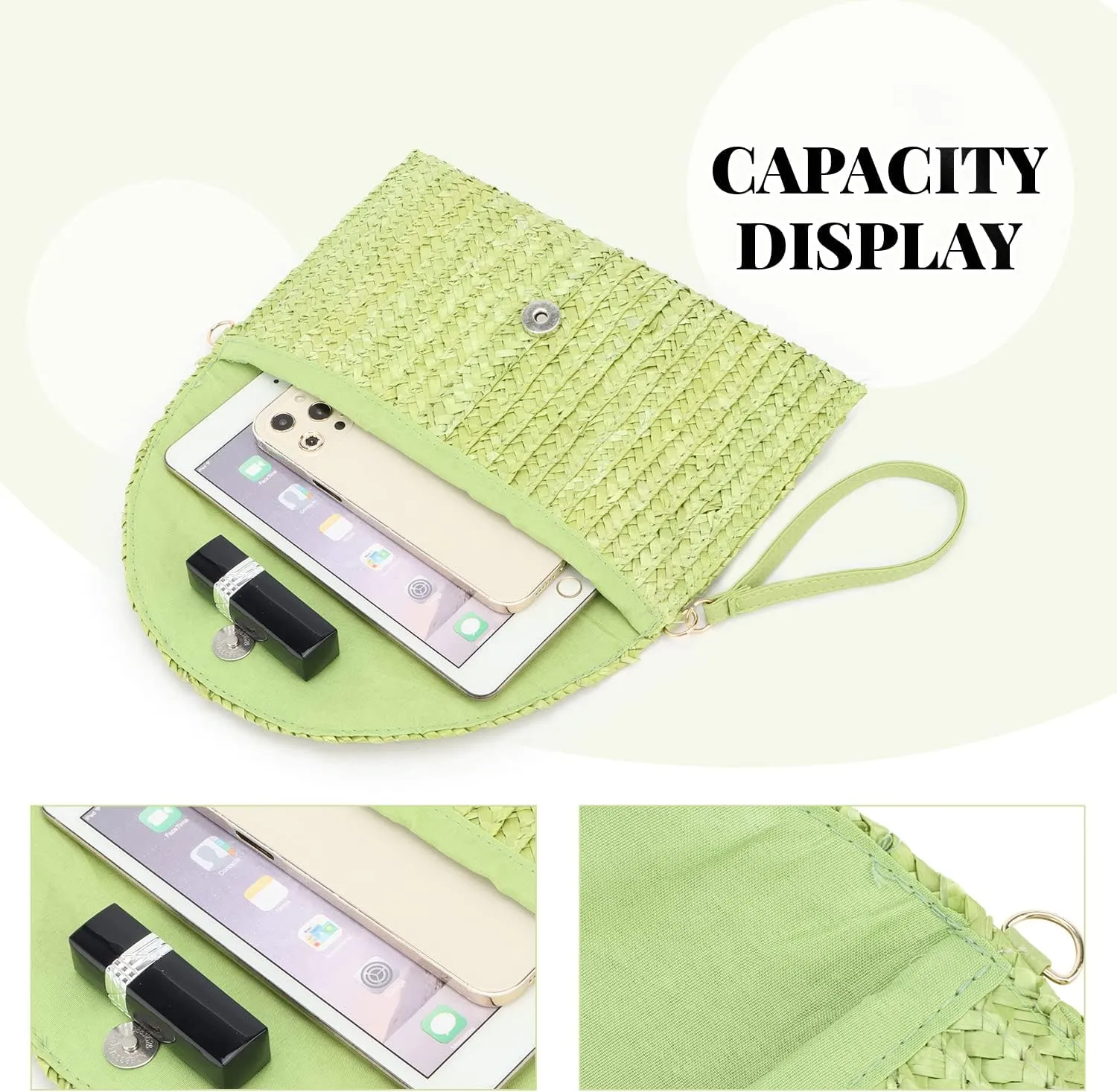 Straw Clutch Purse Bags for Women Summer Beach Purse Woven Straw Shoulder Bags Beach Clutch Bags