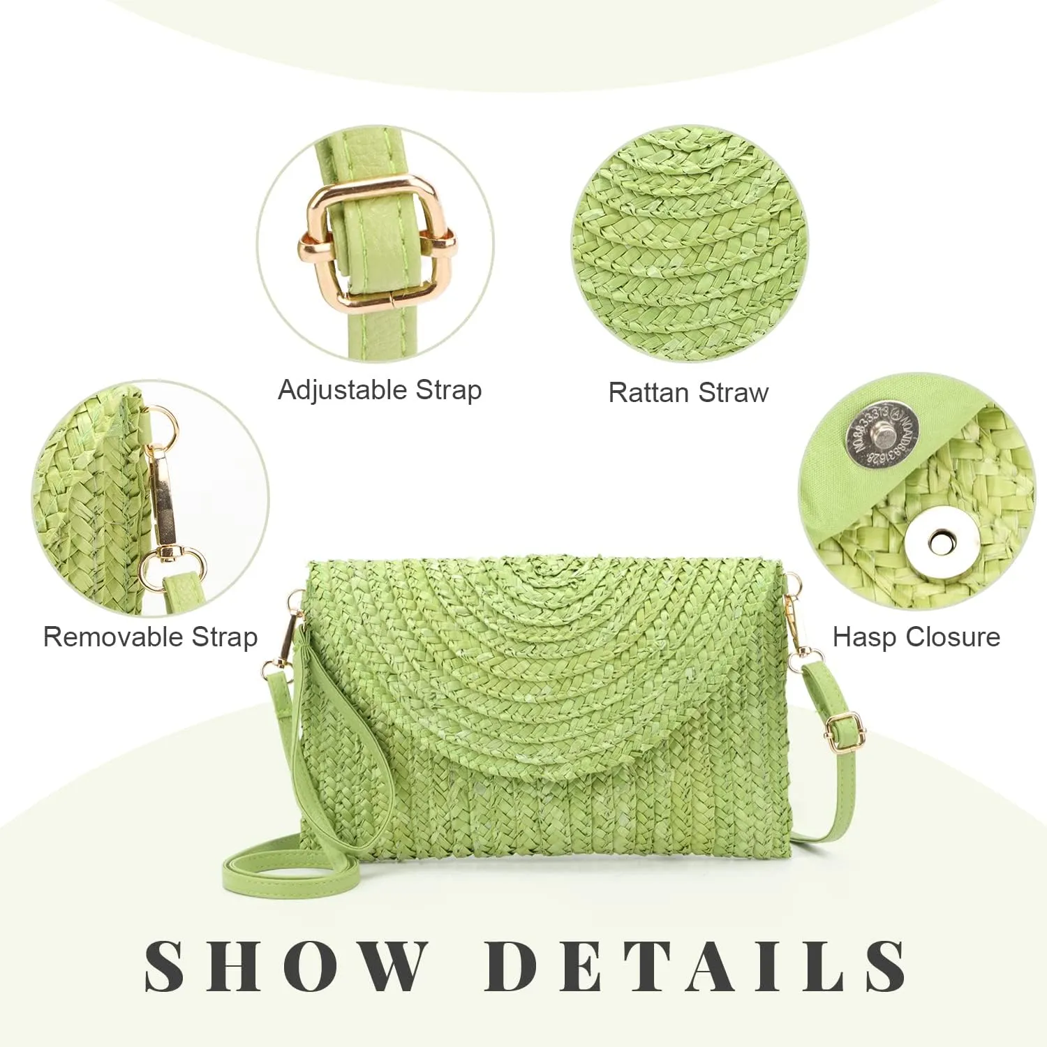 Straw Clutch Purse Bags for Women Summer Beach Purse Woven Straw Shoulder Bags Beach Clutch Bags