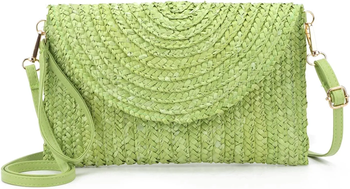 Straw Clutch Purse Bags for Women Summer Beach Purse Woven Straw Shoulder Bags Beach Clutch Bags