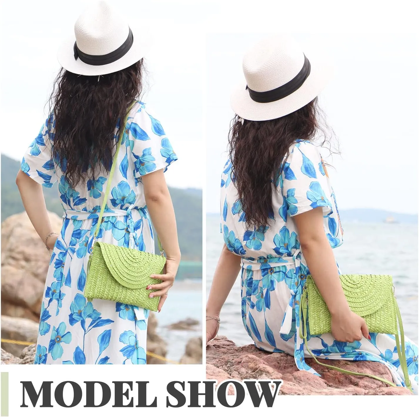 Straw Clutch Purse Bags for Women Summer Beach Purse Woven Straw Shoulder Bags Beach Clutch Bags