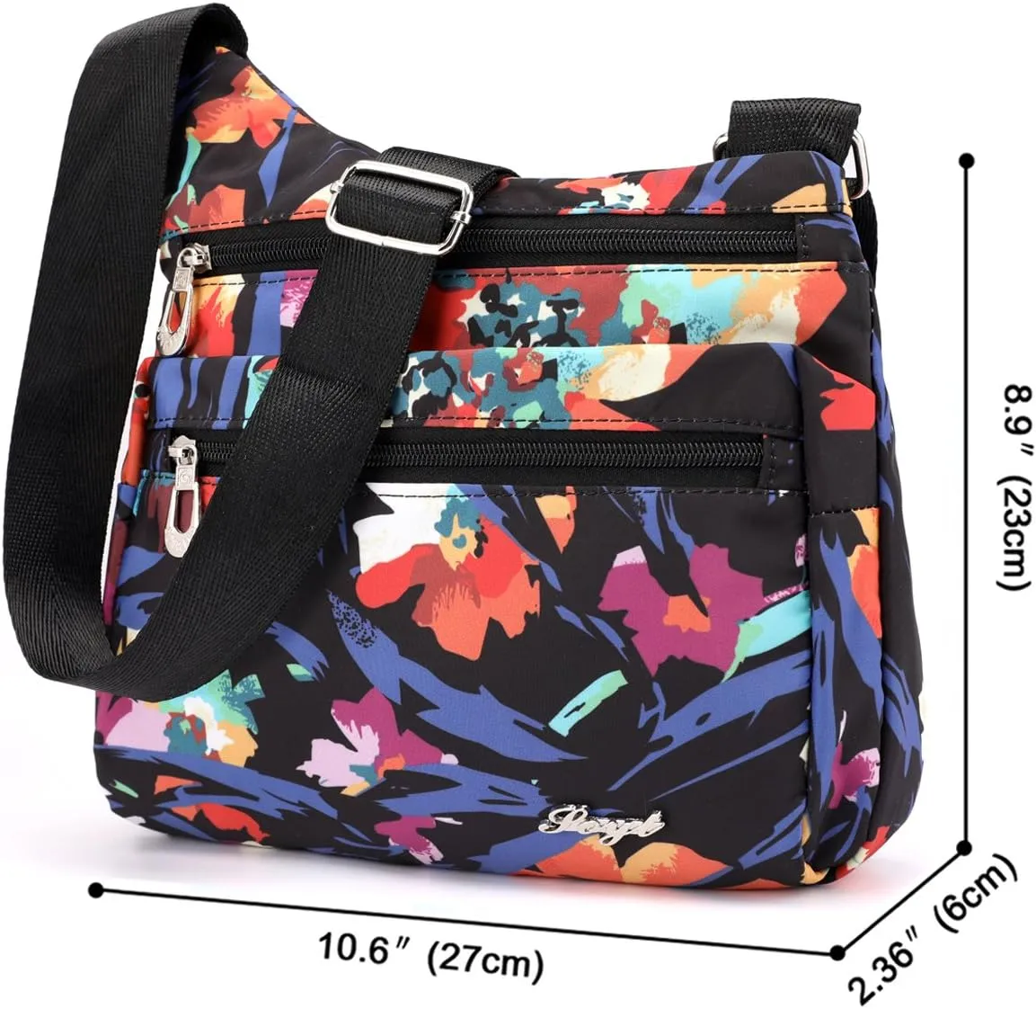 STUOYE Nylon Multi-Pocket Crossbody Purse Bags for Women Travel Shoulder Bag