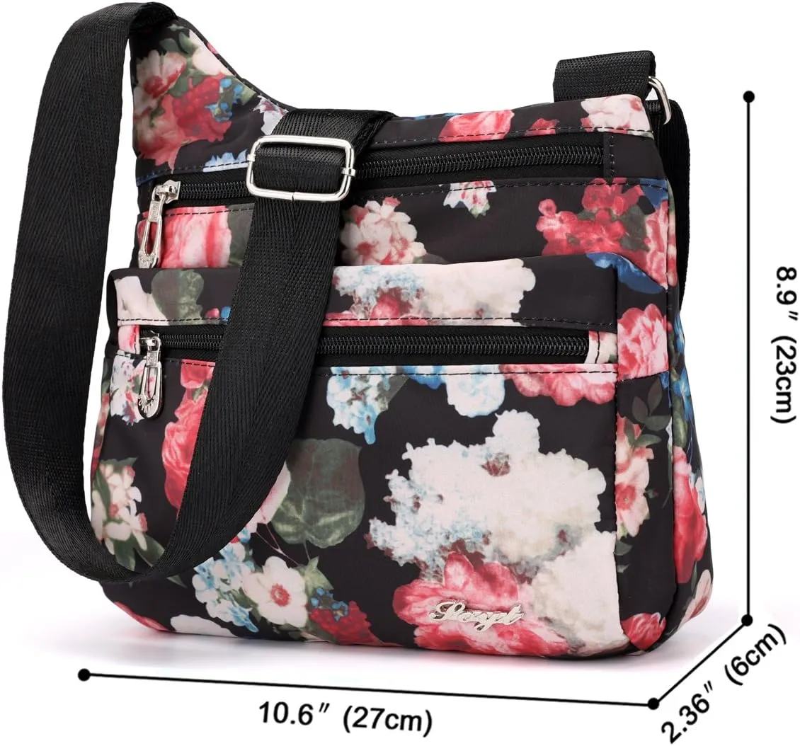 STUOYE Nylon Multi-Pocket Crossbody Purse Bags for Women Travel Shoulder Bag