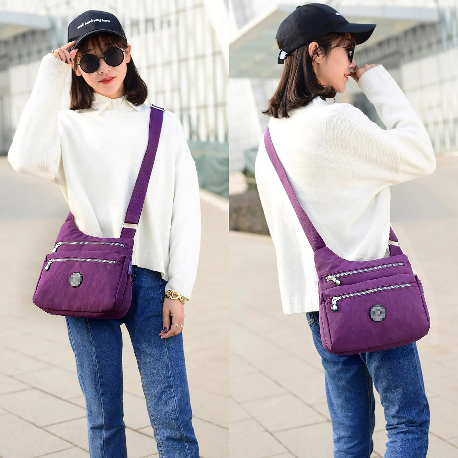STUOYE Nylon Multi-Pocket Crossbody Purse Bags for Women Travel Shoulder Bag