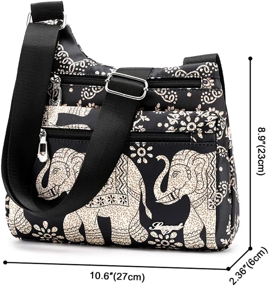 STUOYE Nylon Multi-Pocket Crossbody Purse Bags for Women Travel Shoulder Bag