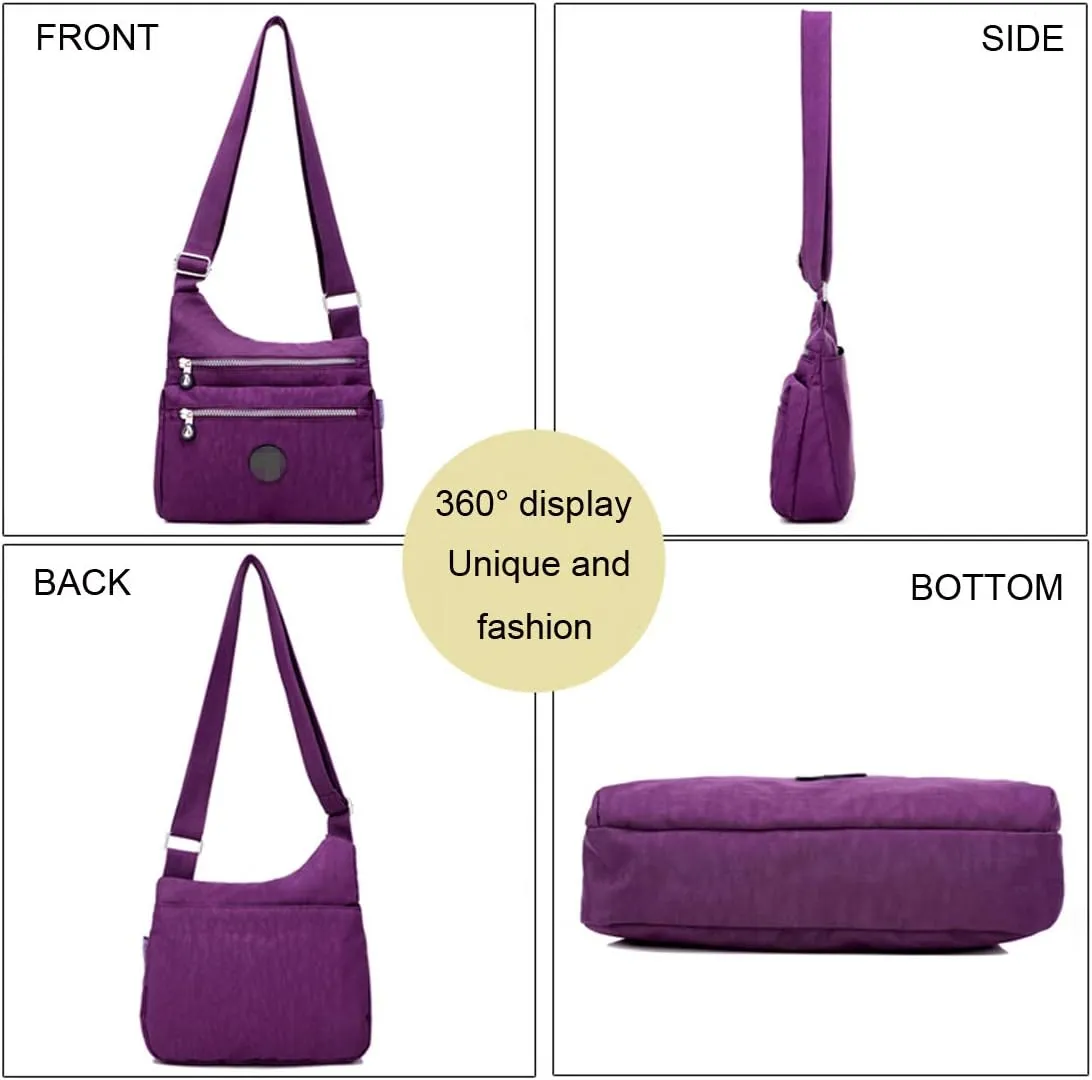 STUOYE Nylon Multi-Pocket Crossbody Purse Bags for Women Travel Shoulder Bag