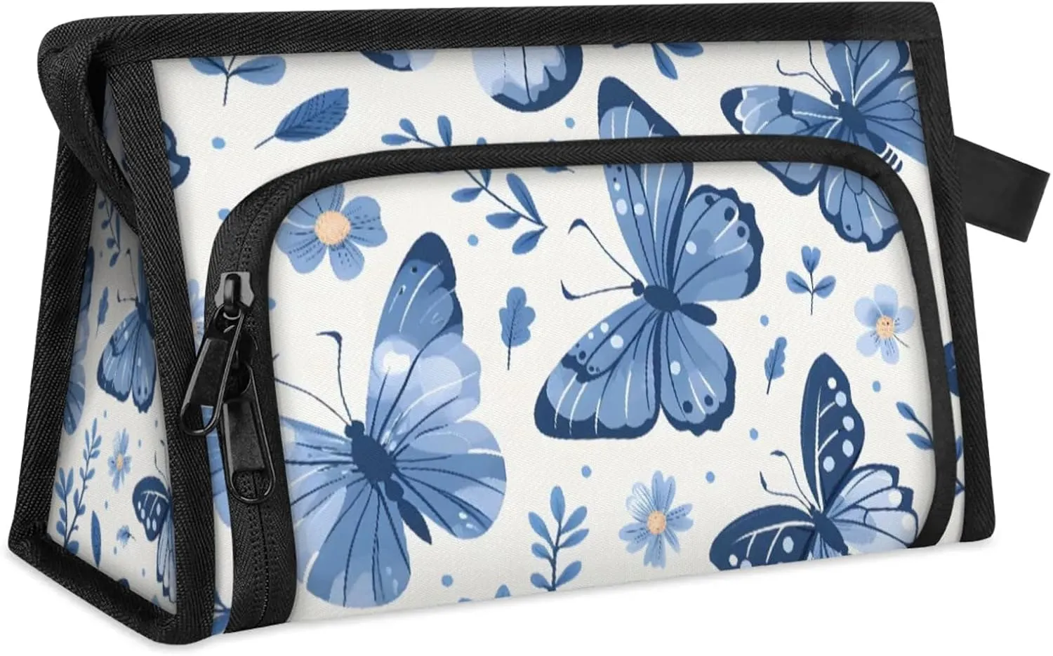 Sunlit Butterfly Makeup Bag For Women Travel Cosmetic Bag With Handle Organizer Toiletry Bag Pouch Zipper Bag Make Up Bags With Compartments Stylish Makeup Storage Pouch