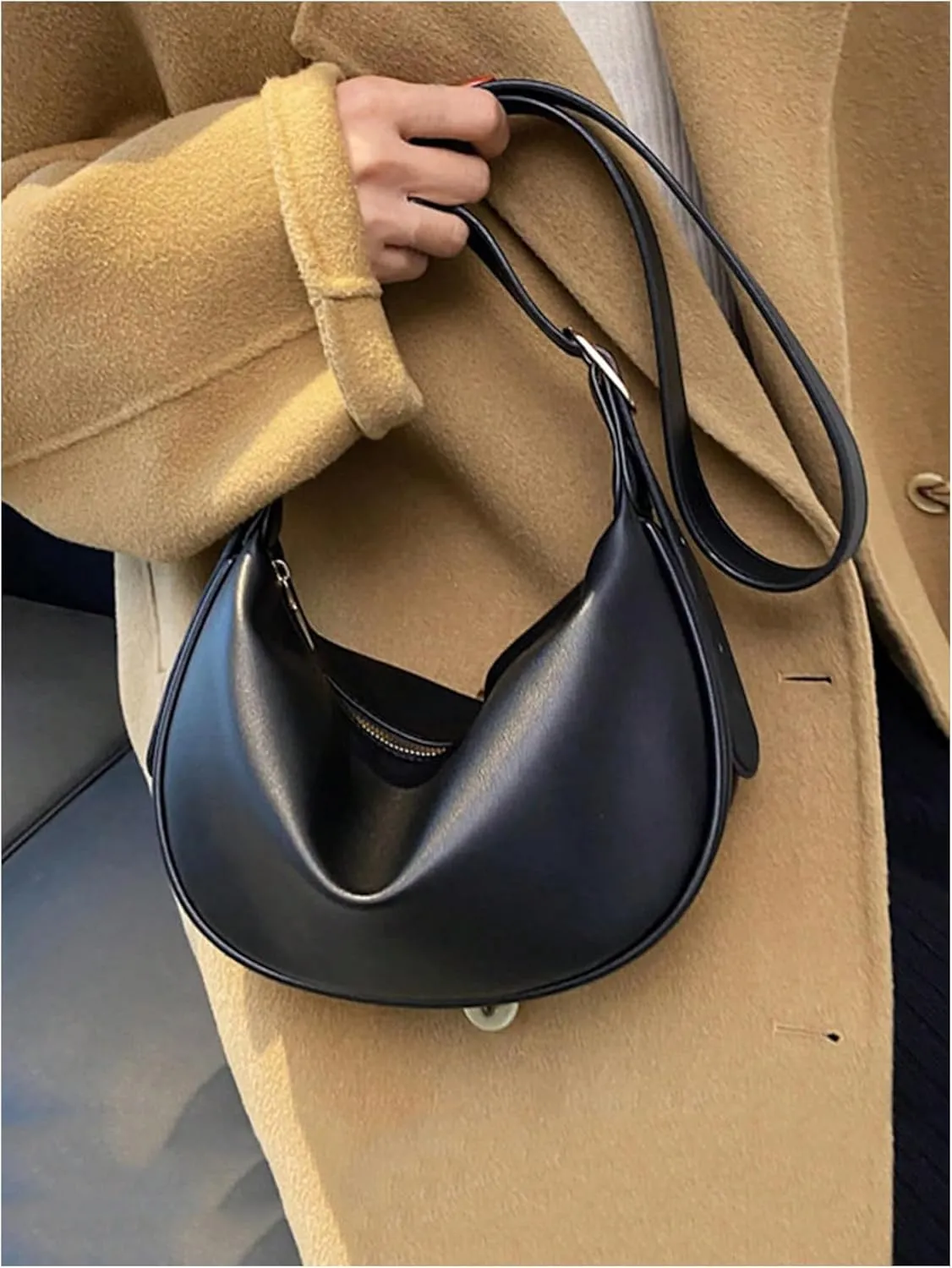 SweatyRocks Women's Leather Crossbody Bags Adjustable Strap Travel Work Shoulder Bags with Zipper