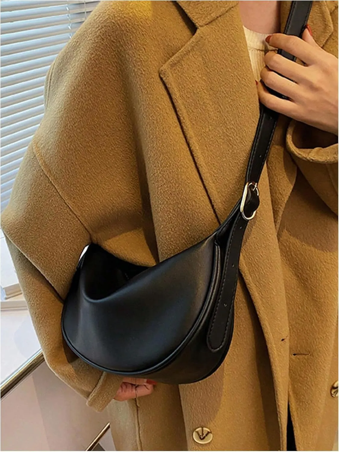SweatyRocks Women's Leather Crossbody Bags Adjustable Strap Travel Work Shoulder Bags with Zipper