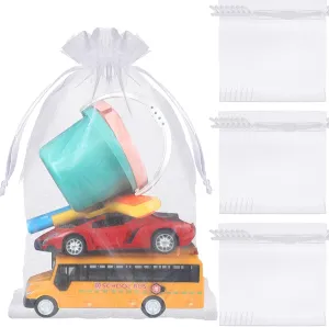 Sweetude 30 Pcs 16 x 24 Inches White Extra Large Drawstring Organza Bags Mesh Gift Drawstring Pouches Mesh Gift Bags Jewelry Pouches for Party Wedding Favor Candy Bottle Sample