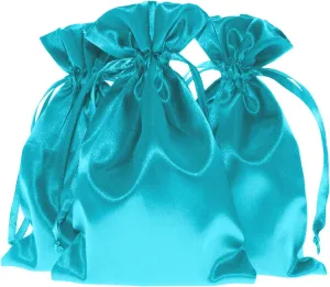 Teal Satin Gift & Wedding Favor Drawstring Bags - Baby Shower & Bags 5" x 8", 50 per Pack