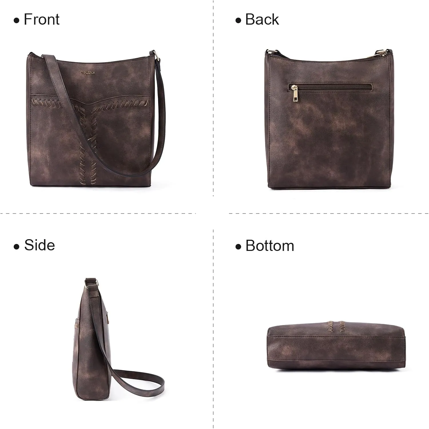 Telena Crossbody Purses for Women Trendy Vegan Leather Purses Bucket Hobo Bags Handbags with Adjustable Guitar Strap