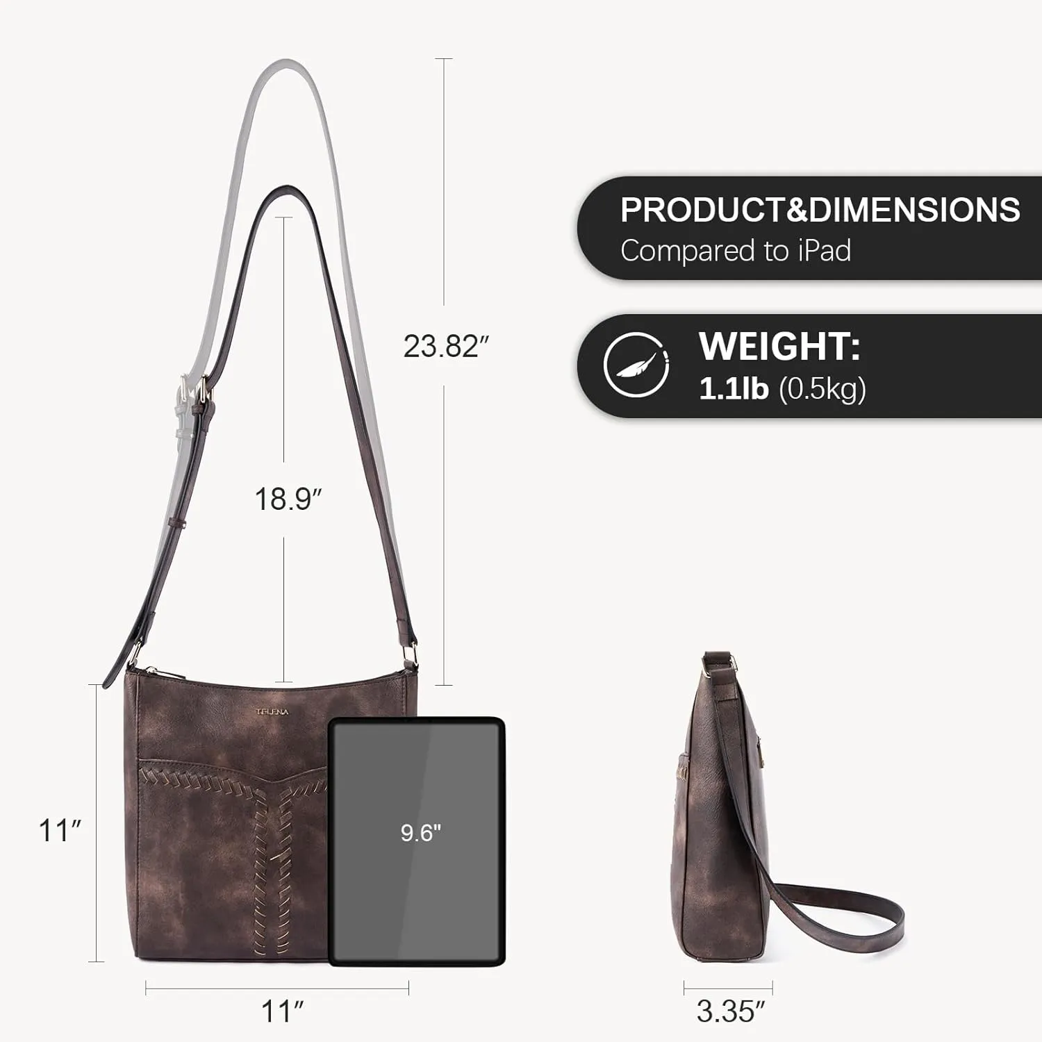 Telena Crossbody Purses for Women Trendy Vegan Leather Purses Bucket Hobo Bags Handbags with Adjustable Guitar Strap