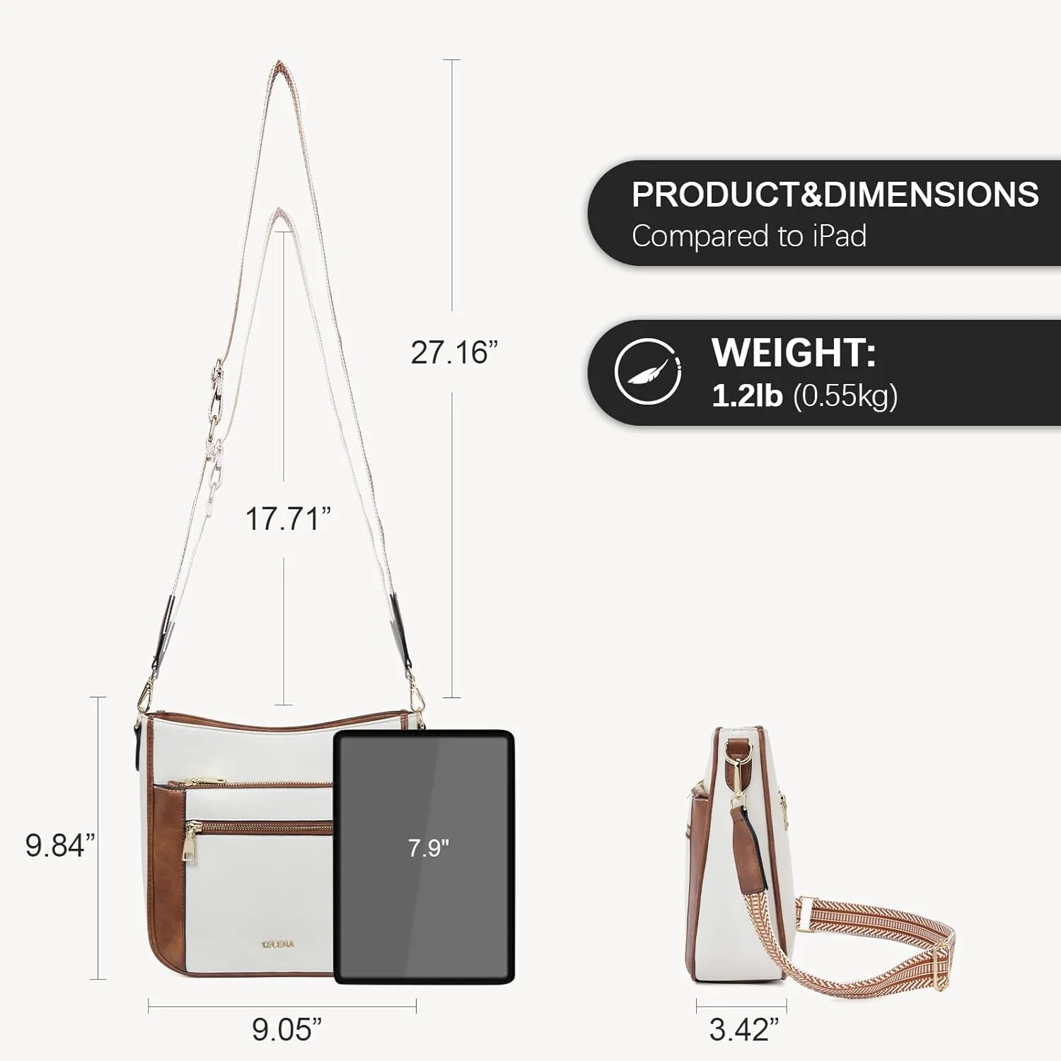 Telena Vegan Leather Crossbody Bags for Women Travel Shoulder Hobo Bag Bucket Large Purse Straps Replacement
