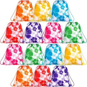 Teling Hibiscus Party Favors Bags Drawstring Luau Bag Tropical Gift Bags for Birthday Baby Shower Party Favor Packs(14 Pcs, Fresh Style)