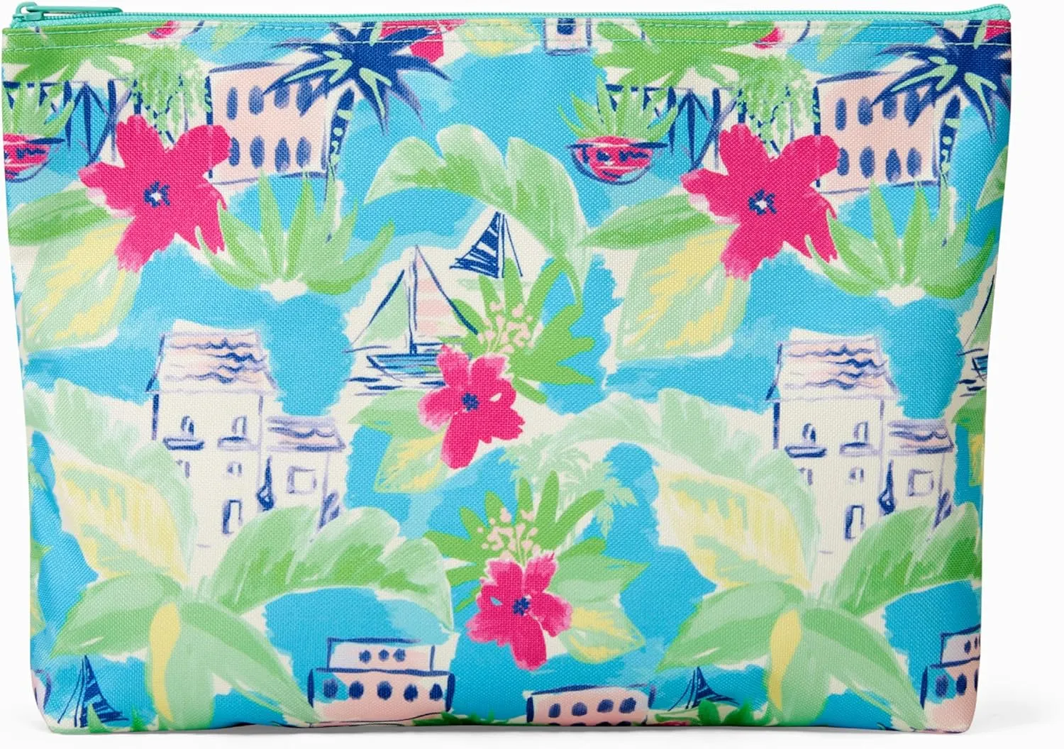 THIRTY-ONE Gifts Zipper Pouch, Large Zippered Pouch for Purse, Travel Bag, or Home Organization, Tropical Getaway