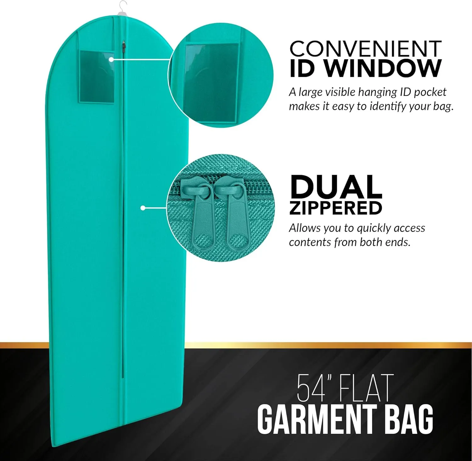 Tiffany Dress and Gown Garment Travel Bags 3 Pack - 54" x 24" - Hanging Window