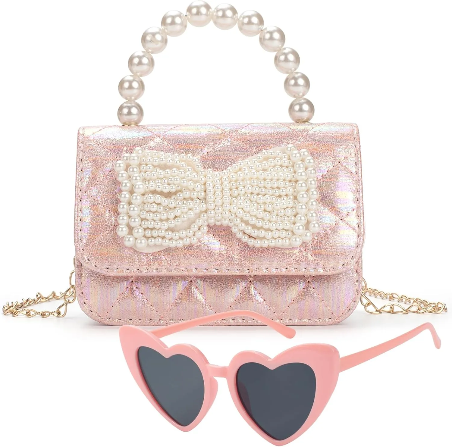 Toddler Crossbody Bag - Bow Purse for Little Girls, Birthday Gift
