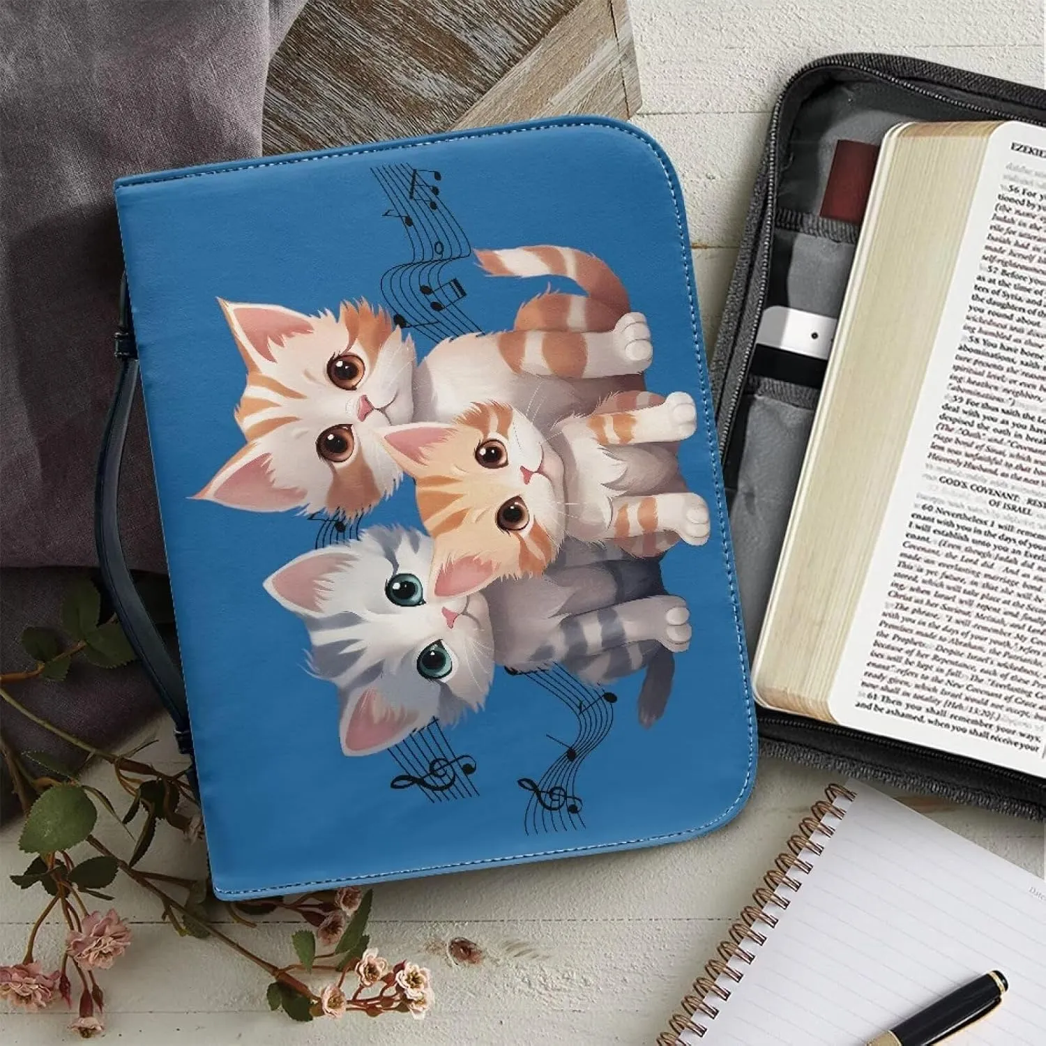 TODIYADDU Bible Cover for Women Men Fashion Zippered Bible Tote Bag for Scripture Study Trendy Handbags for Daily Items Gifts
