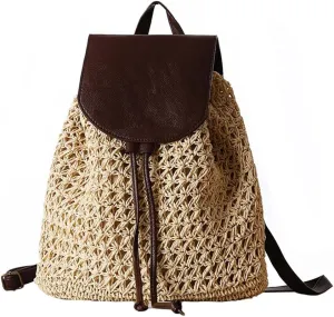 TONWHAR® Paper String Woven Purse Straw Backpack for Beach