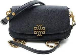Tory Burch Britten Convertible Crossbody Bag With Gold Hardware (Black)