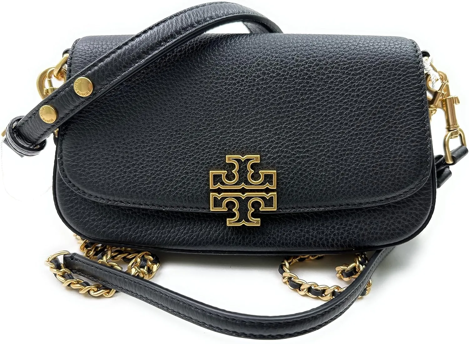 Tory Burch Britten Convertible Crossbody Bag With Gold Hardware (Black)