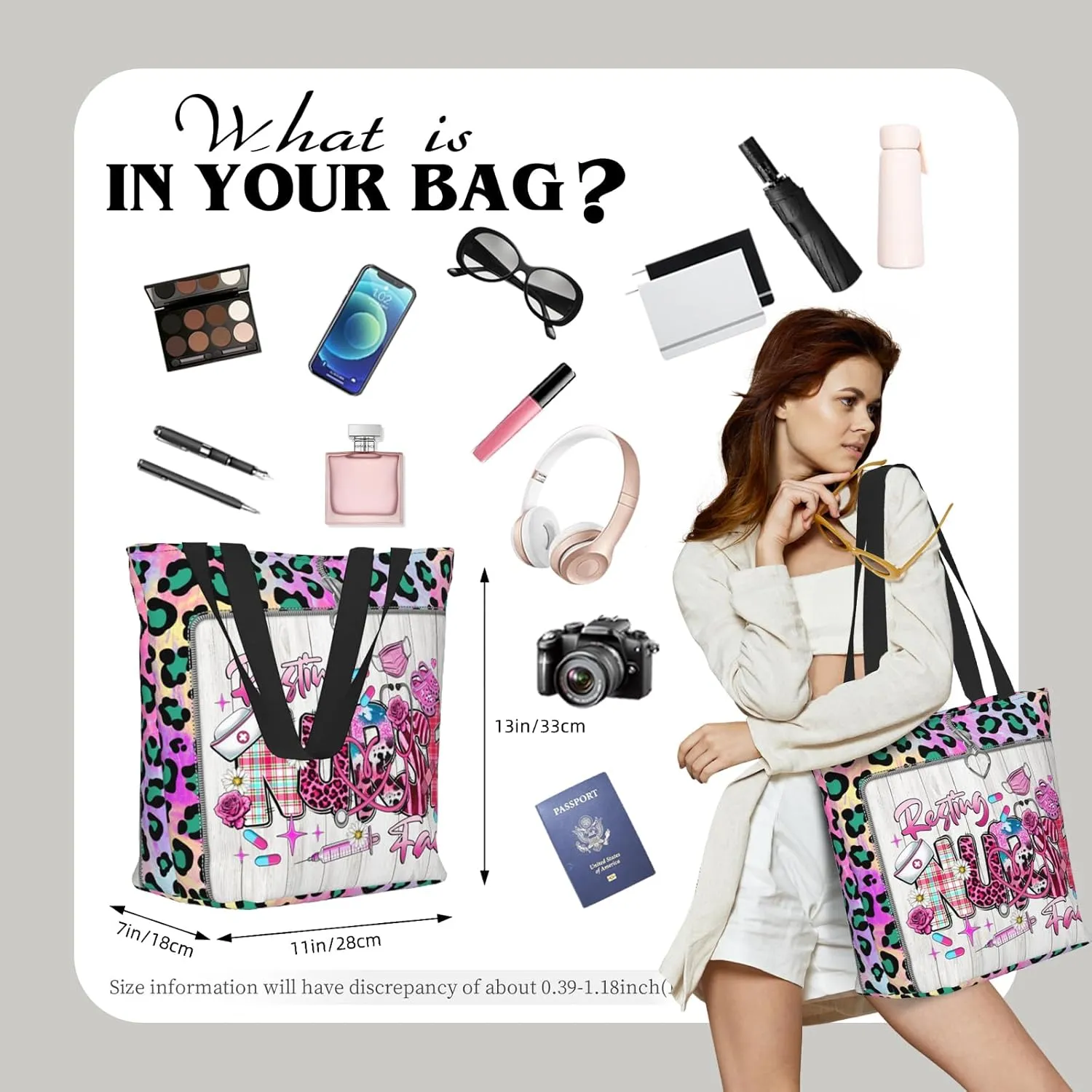 Tote Bag for Women Reusable Shopping Tote Bag Zippered Inspirational Scripture Shoulder Bags