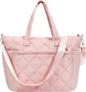 Tote Bags for Women,Large Lightweight Travel Bags with Zipper,Quilted Tote Bag with Multi-Pocket for Travel Work Gym