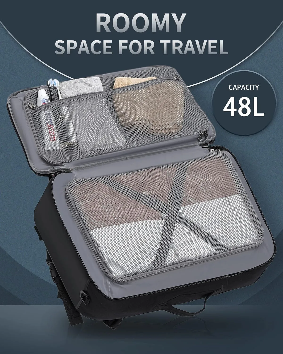 Travel Backpack Flight Approved Carry On Backpack Water Resistant Weekender Bag (Grey)