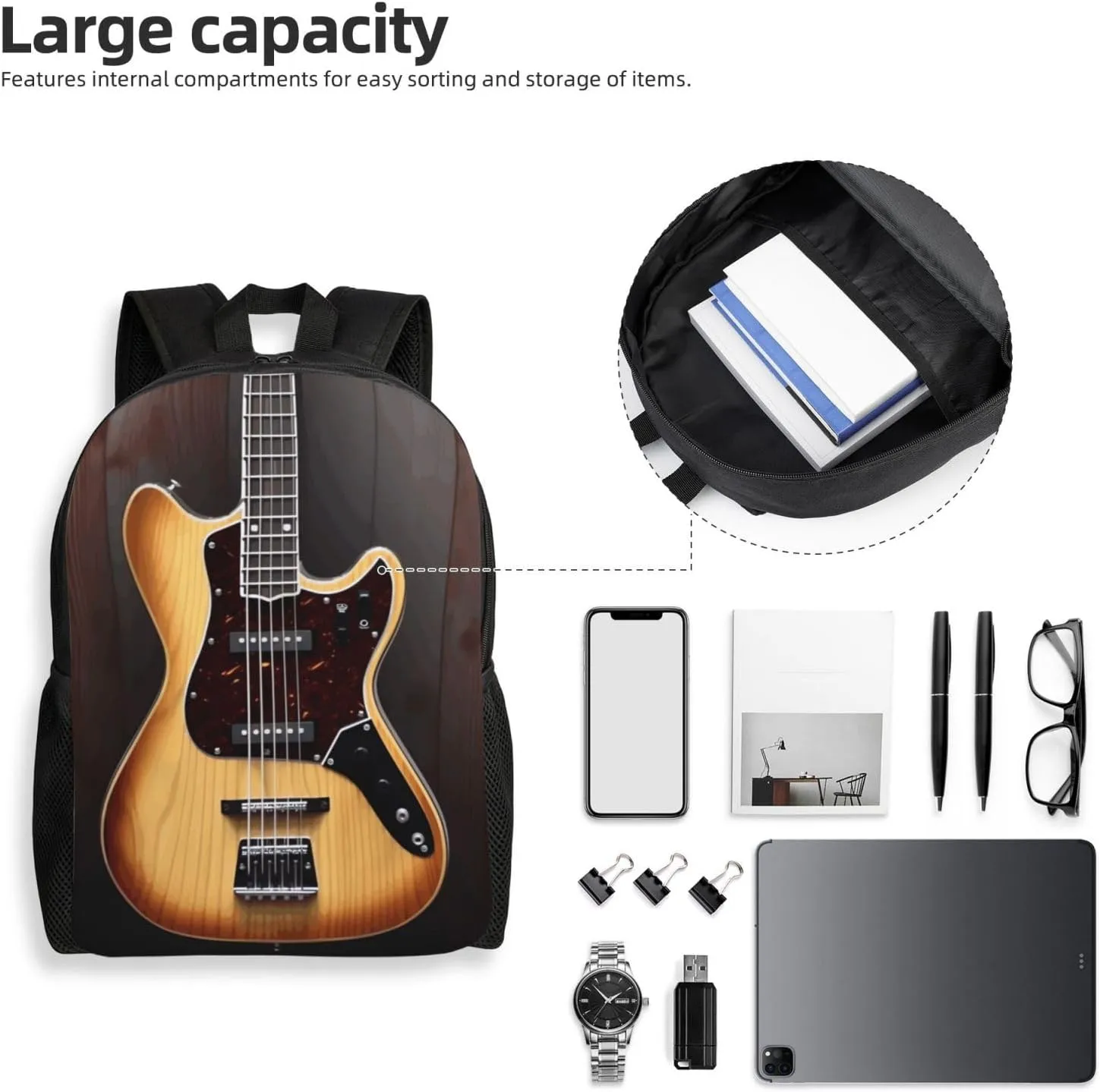 Travel Backpack for Women Men Lightweight 17 inch Laptop Bag Guitar Musical instrument Backpack Casual Daypack