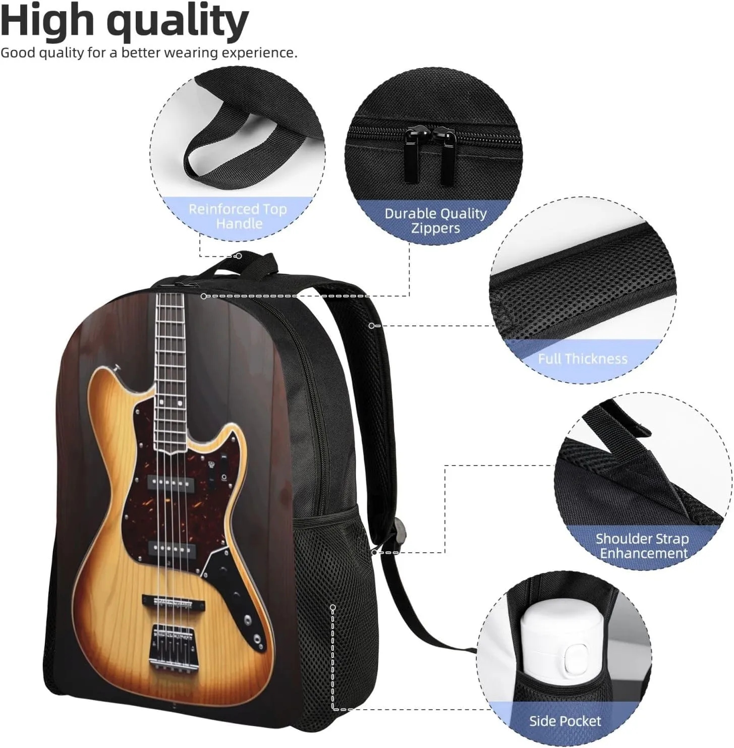 Travel Backpack for Women Men Lightweight 17 inch Laptop Bag Guitar Musical instrument Backpack Casual Daypack