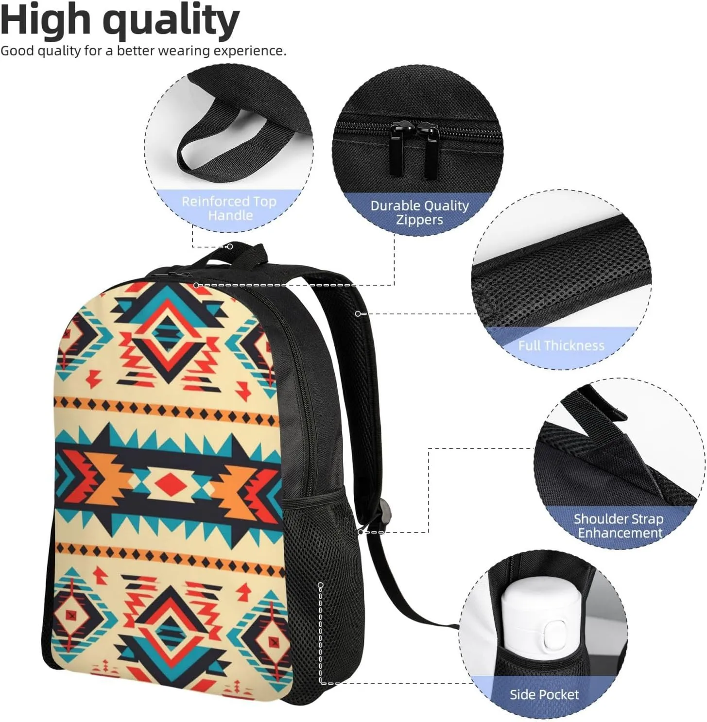Travel Backpack for Women Men Lightweight 17 inch Laptop Bag Native American Backpack Casual Daypack