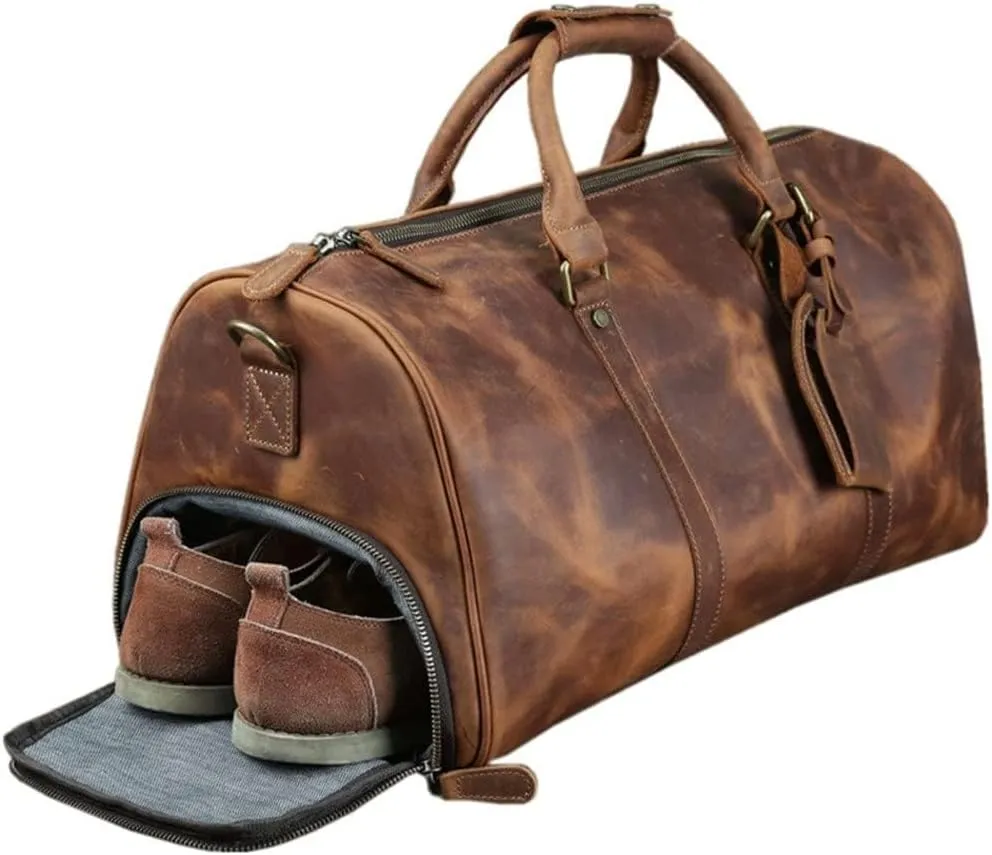 Travel Bag Large-Capacity Handbag Men's Business Travel Luggage Bag Retro Diagonal Large Bag(C)