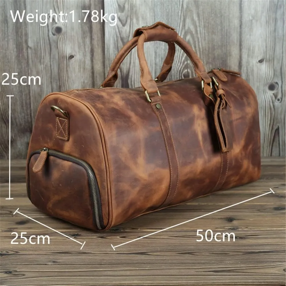 Travel Bag Large-Capacity Handbag Men's Business Travel Luggage Bag Retro Diagonal Large Bag(C)
