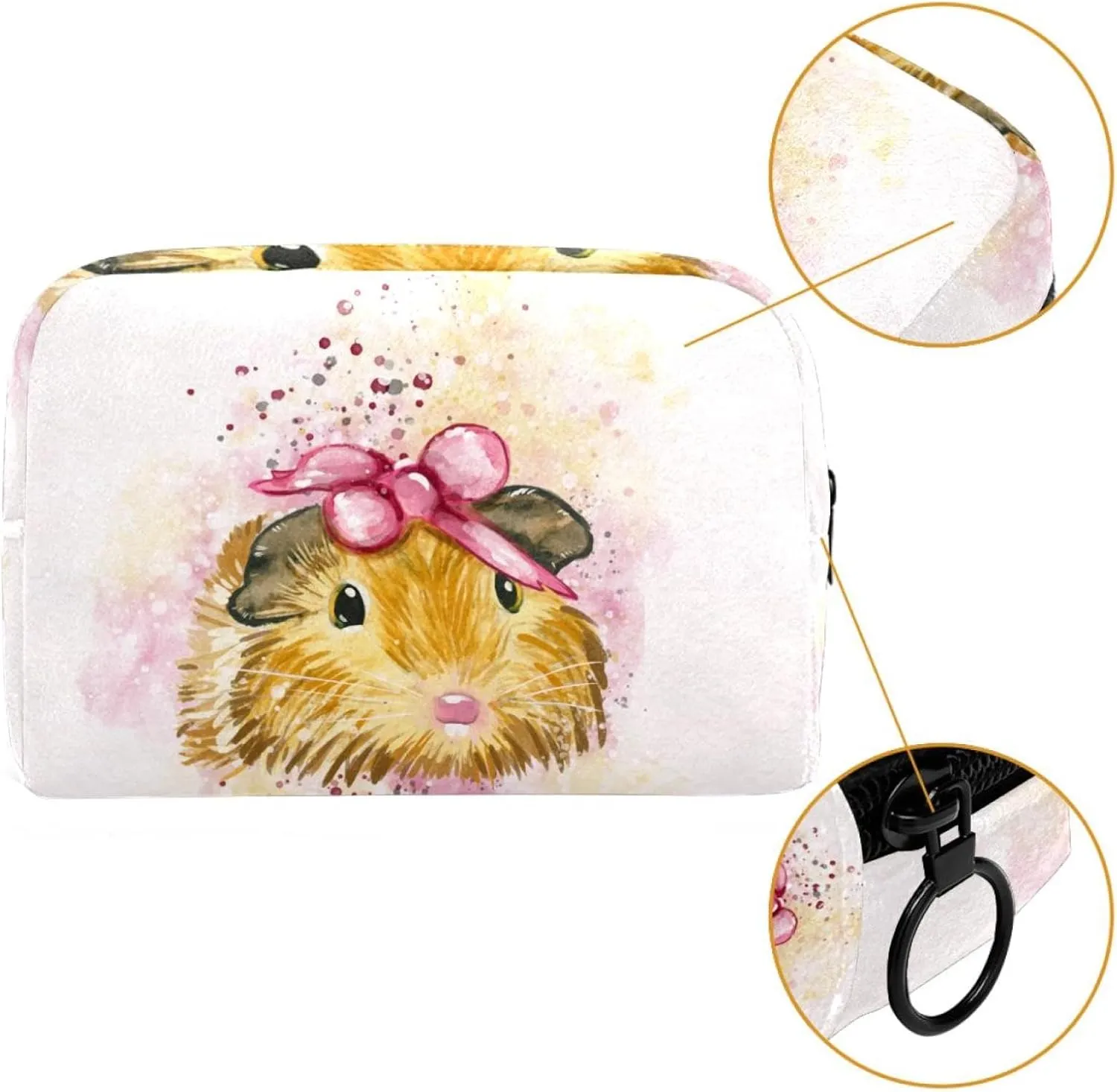 Travel Makeup Bag for Women, Lovely Watercolor Guinea Pig Travel Cosmetic Bag Pencil Case Portable Makeup Pouch Toiletry Bag for Girls