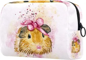 Travel Makeup Bag for Women, Lovely Watercolor Guinea Pig Travel Cosmetic Bag Pencil Case Portable Makeup Pouch Toiletry Bag for Girls