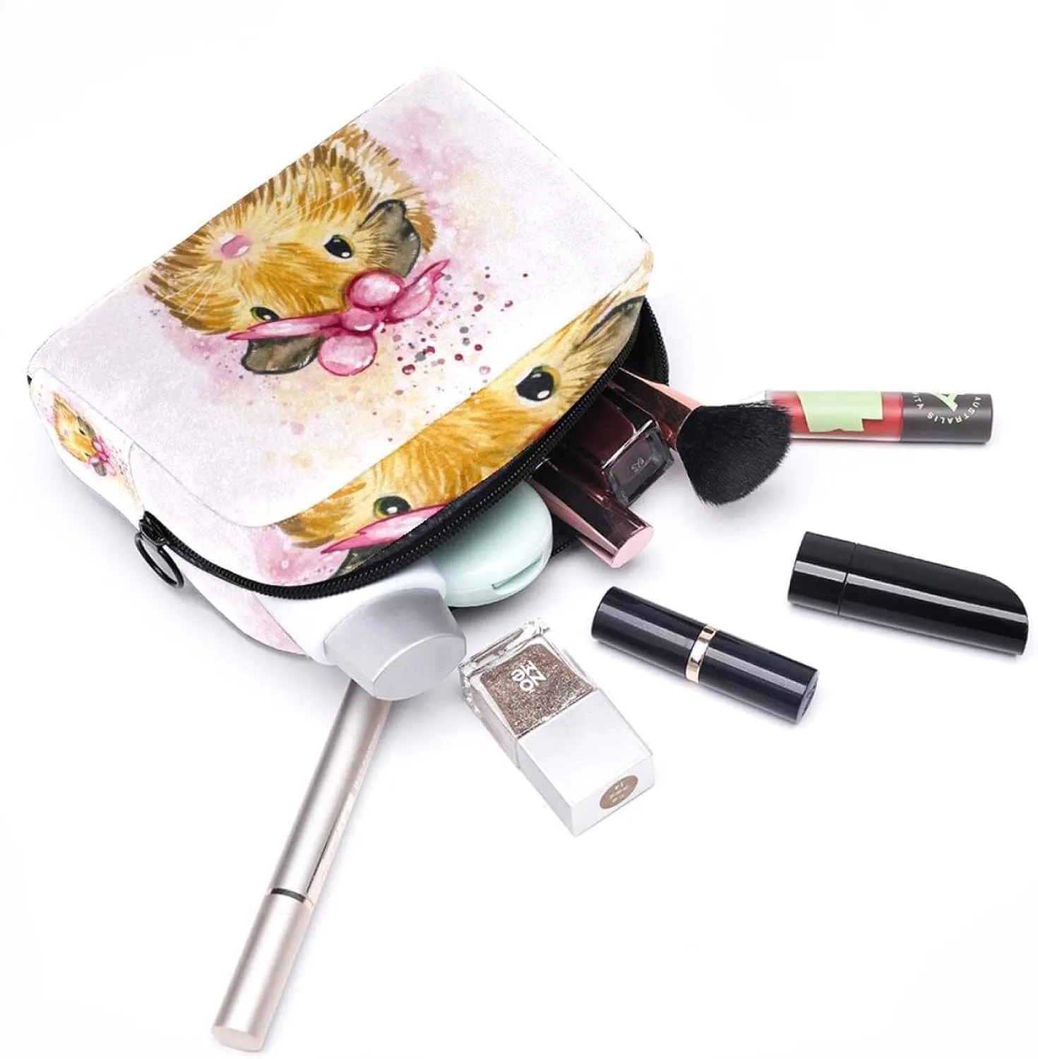 Travel Makeup Bag for Women, Lovely Watercolor Guinea Pig Travel Cosmetic Bag Pencil Case Portable Makeup Pouch Toiletry Bag for Girls