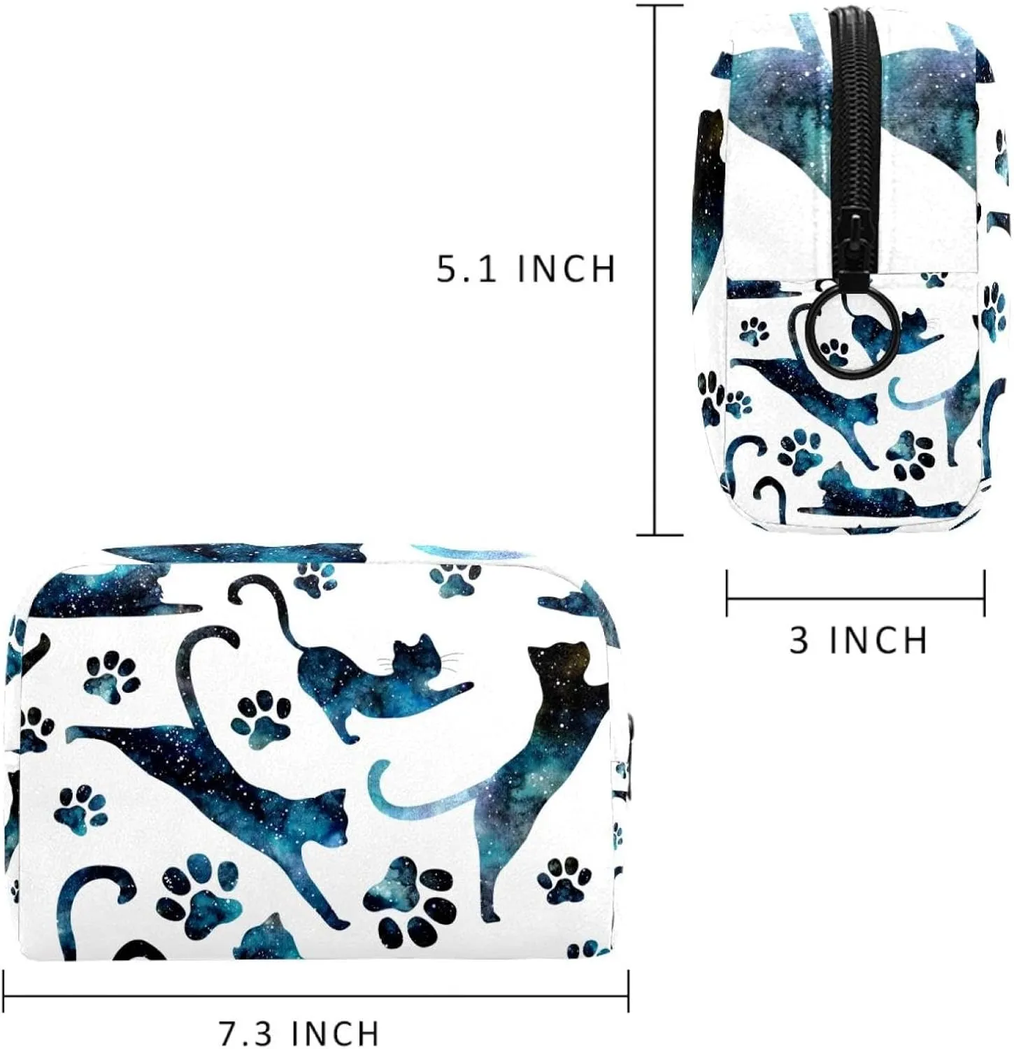 Travel Makeup Bag for Women, Starry Sky Galaxy Cats Travel Cosmetic Bag Pencil Case Portable Makeup Pouch Toiletry Bag for Girls