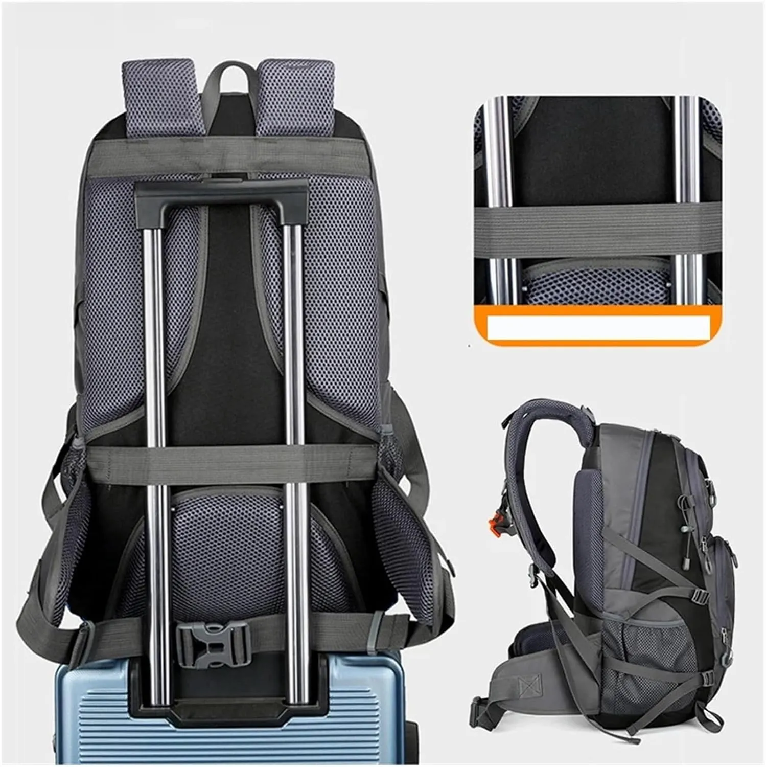 Traveling Bag，Pure Cotton Canvas Leather Bag，Retro Bag，Sports Camping Backpack(Deep Blue)