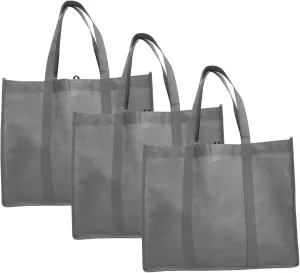 Trendy Tote Bag Set 3pcs Large Reusable Grocery Bags Handles Foldable Non-woven Fabric for Women Families Stores