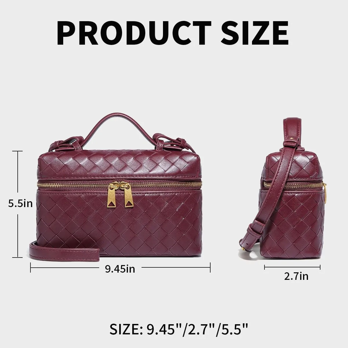 Trendy Woven Crossbody Purse Bag for Women Cute Shoulder Bag Square Box Bags Mini PU Leather Top Handle Purses Handbag