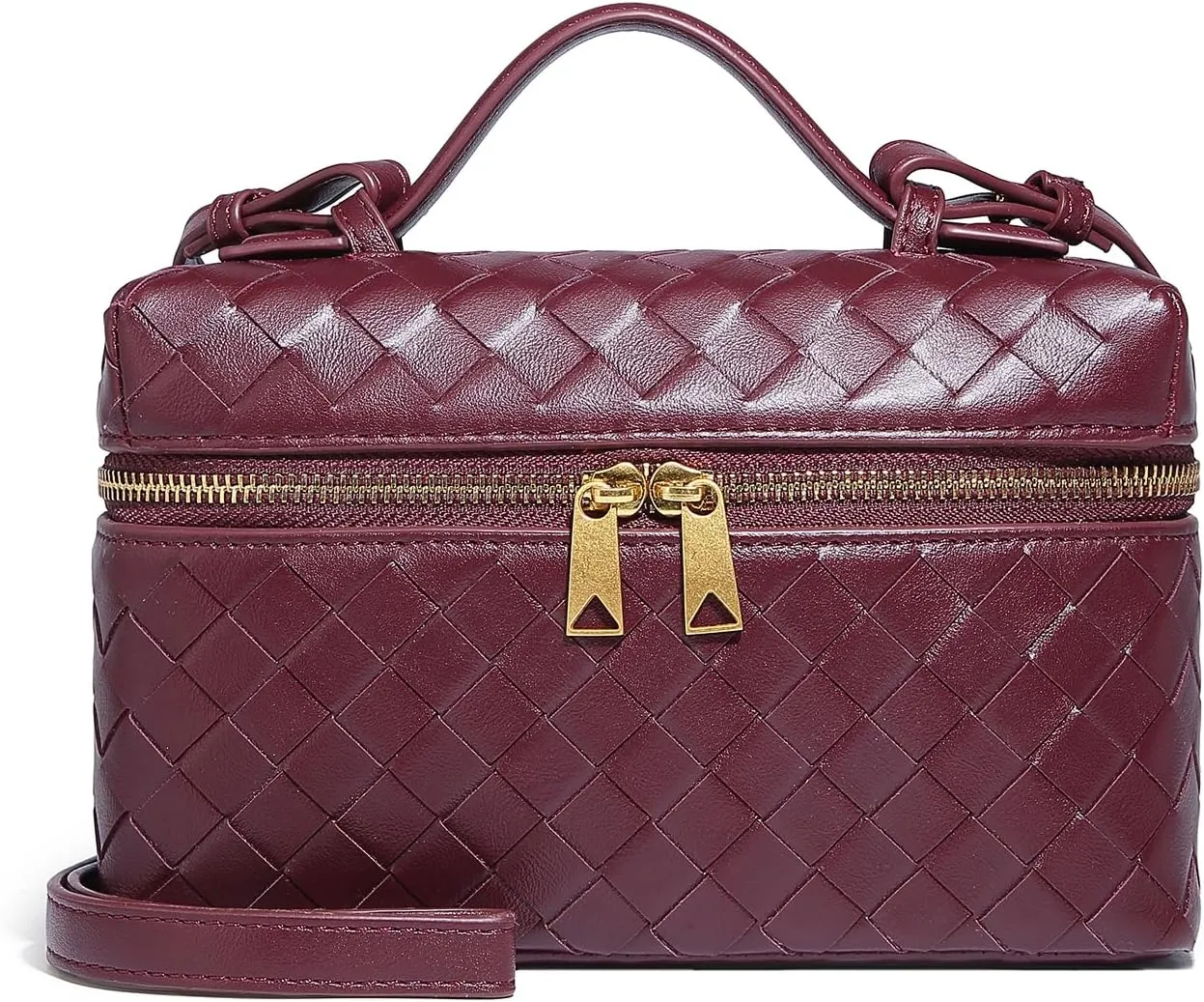 Trendy Woven Crossbody Purse Bag for Women Cute Shoulder Bag Square Box Bags Mini PU Leather Top Handle Purses Handbag