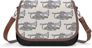 Trumpet Instrument Women's Small Sling Crossbody Bag Trendy Messenger Bags with Adjustable Strap for Travel