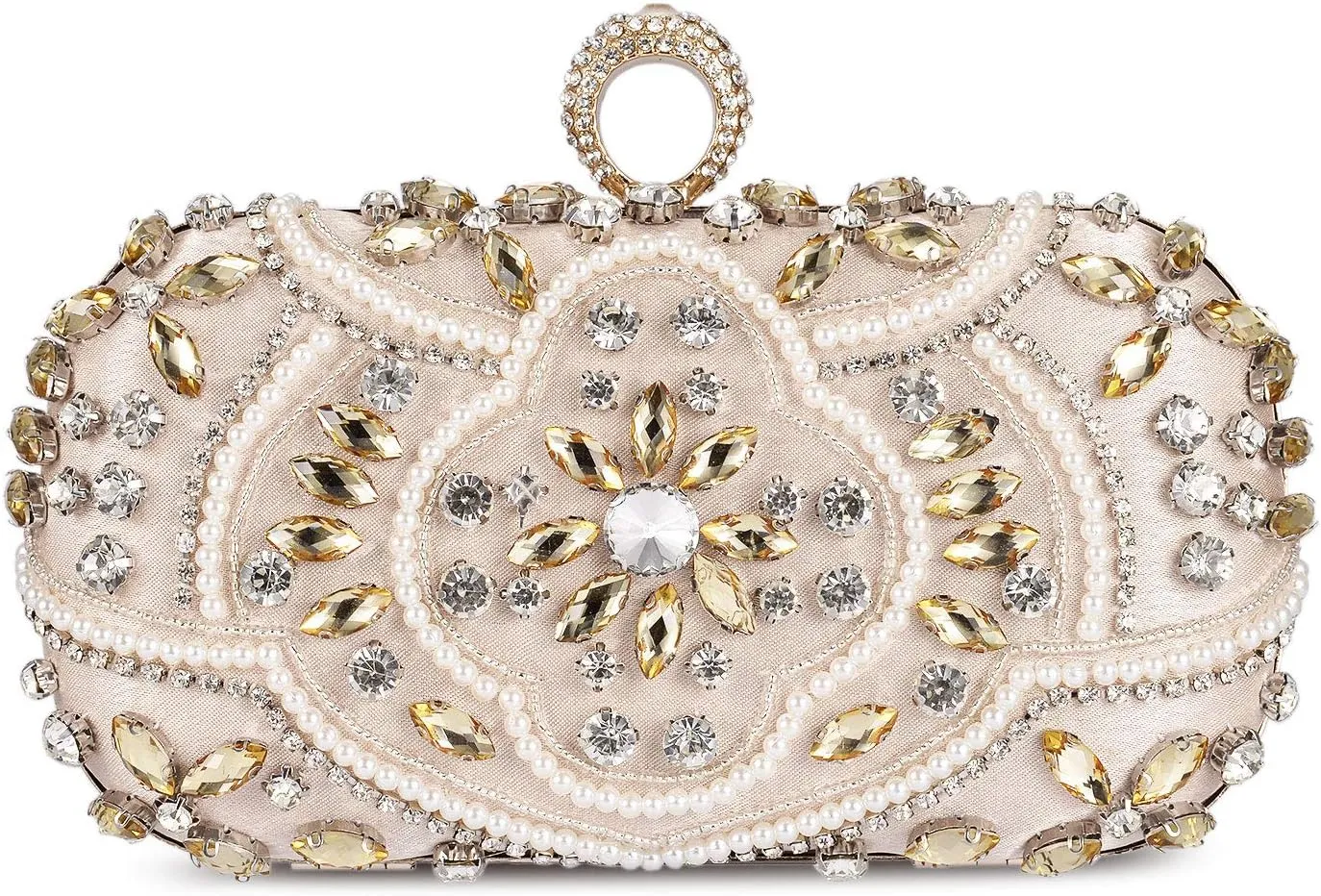 UBORSE Beaded Crystal Clutch Purses for Women Evening Handbags Formal Rhinestone Wedding Purse Prom Cocktail Party Bag