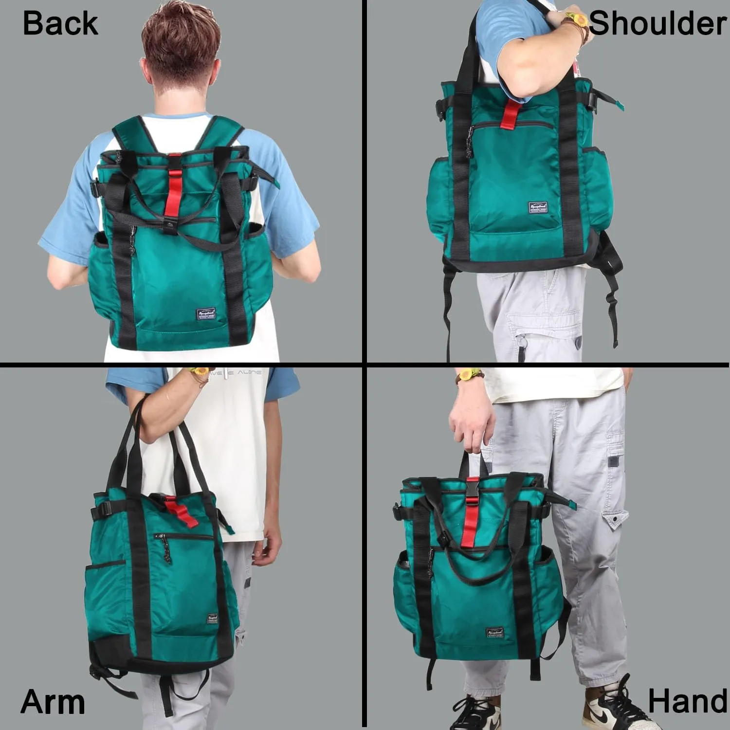 Unisex Laptop Tote Backpack Convertible Lightweight Nylon Water-Resistant Everyday Shoulder Tote bag Backpack with Water Bottle Pocket Work Travel, Peacock Blue