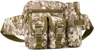 UNISTRENGH Tactical Fanny Packs Pouch With Water Bottle Pocket Holder Waterproof Molle Waist Pack Hip Belt Bag (Desert Camo)