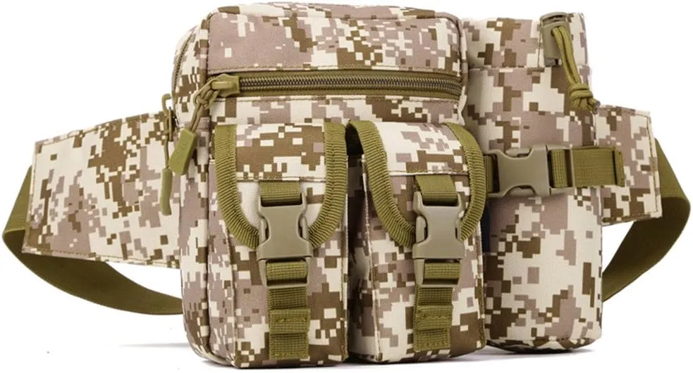 UNISTRENGH Tactical Fanny Packs Pouch With Water Bottle Pocket Holder Waterproof Molle Waist Pack Hip Belt Bag (Desert Camo)