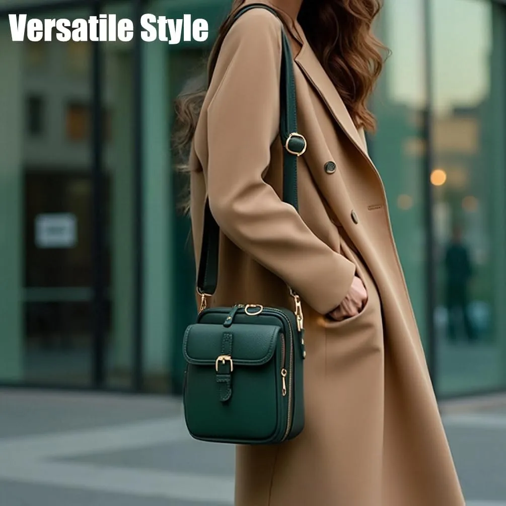 Urvashi Crossbody Bag, Tojoyride Crossbody Leather Bag, Vintage Large Capacity Messenger with Anti-Theft Zipper